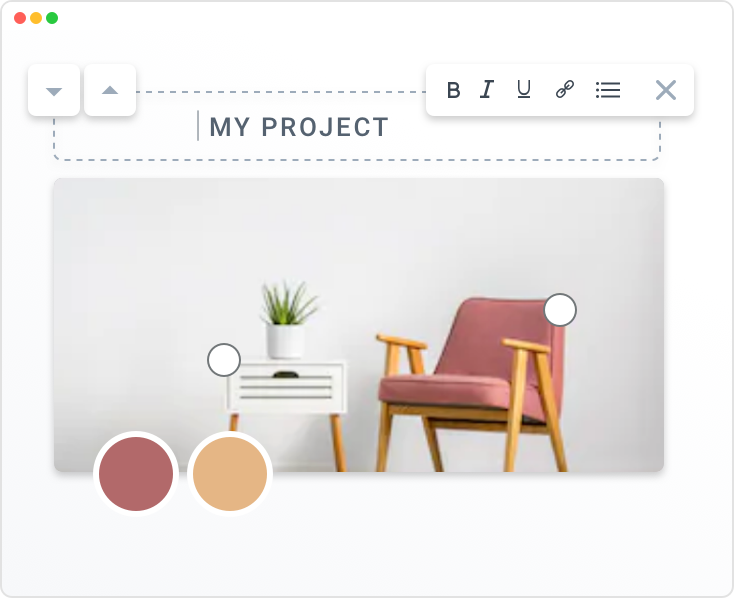 Create a project mood board and place products in different areas