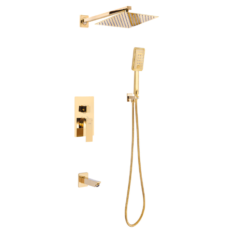 4449 Wall-Mounted Concealed Shower System (Gold) (Square)