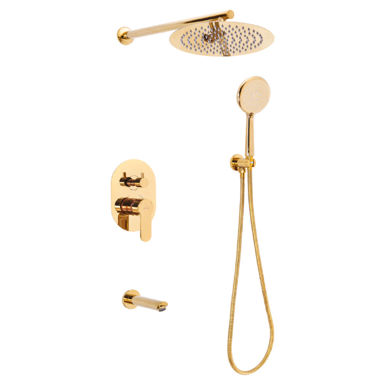 4669 Wall-Mounted Concealed Shower System (Gold)(Round)