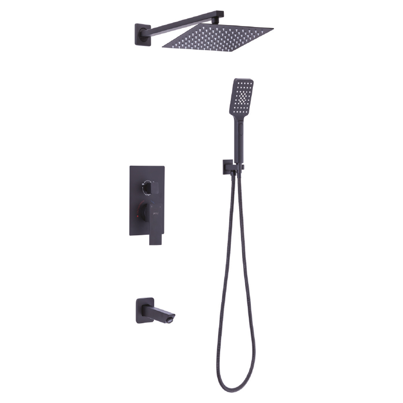 4889 Wall-Mounted Concealed Shower System (Black)(Square)