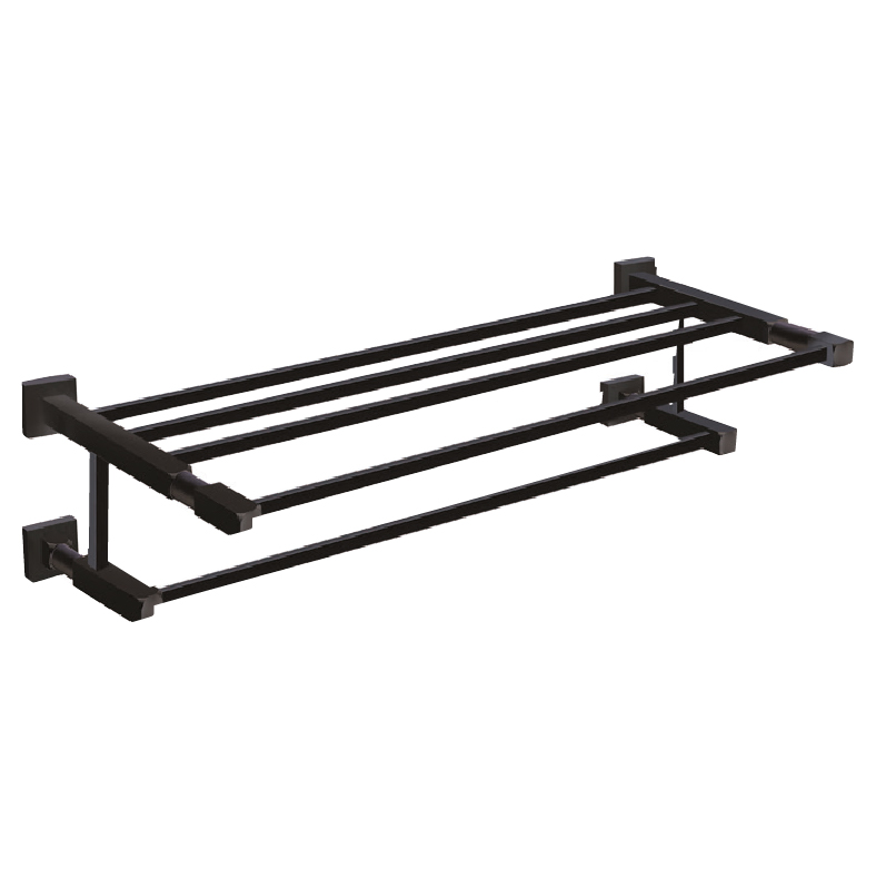 Pvb2712R Valent Black Shelf Towel Rail / 60Cm