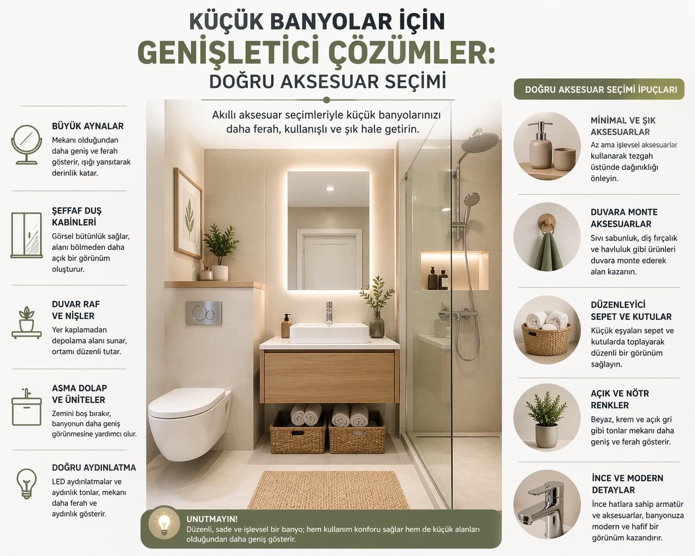 Küçük Banyolar İçin Genişletici Çözümler: Doğru Aksesuar Seçimi