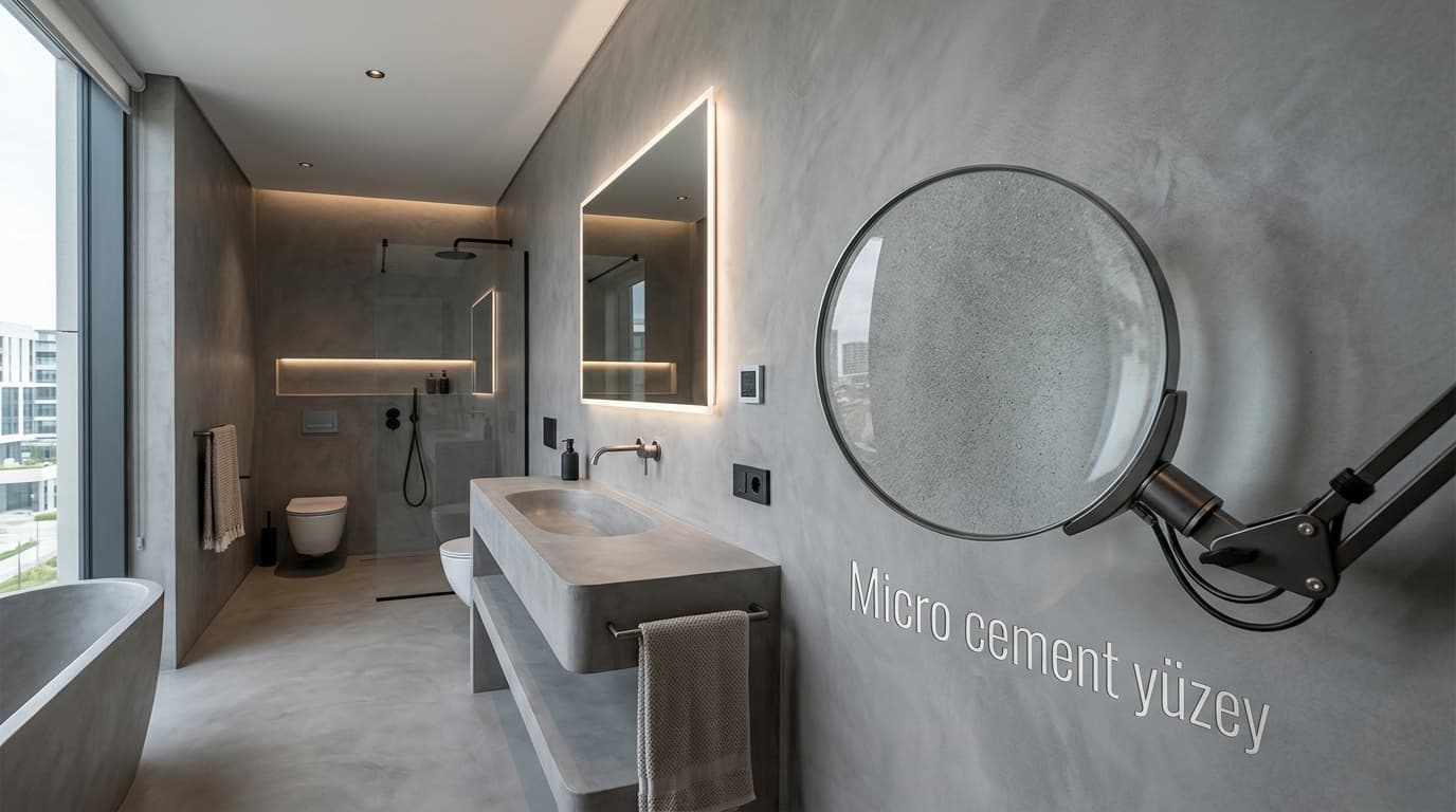Yeraltı Estetiği: Beton Görünümlü (Micro Cement) Banyo Yüzeyleri Trendi